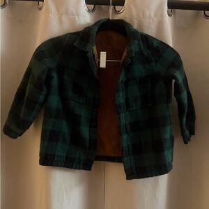 Green and Black Plaid Jacket with Brown Lining